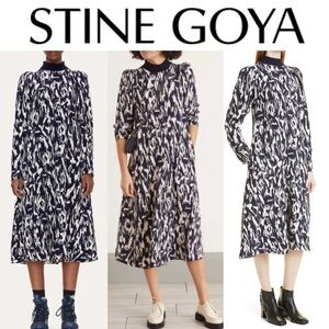 STINE GOYA Evina Dress in Navy Abstract sxm S 390$